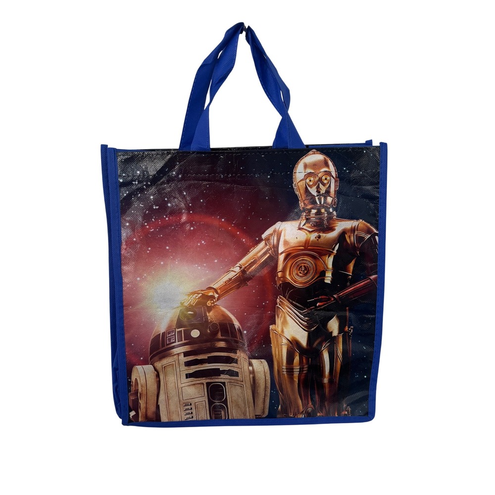 Star Wars Tote Bag Unisex R2-D2 C-3PO Blue Reusable Grocery Shopping Eco Bag